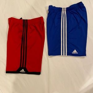 Adidas Bundle Basketball Soccer Climacool Shorts Blue and Red-Boys Large 14/16